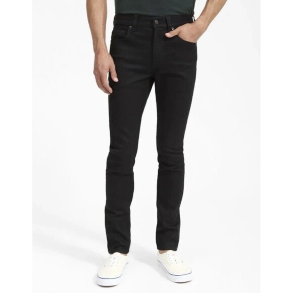 Everlane Organic Stretch Skinny Fit Black Denim Dark Wash Jeans Men’s 40 X 30 - Picture 1 of 4